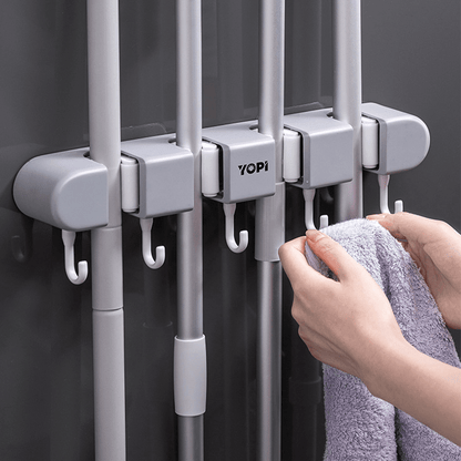 1pc, Multi-functional Mop Holder, Punch-free Wall-mounted Hooks, Mop Clip, Mop Rack, Broom Clip, Garden Tool Organizer, Towel Rack, Non-slip, Useful Tools, Cleaning Tools, Cleaning Supplies, Household Gadgets