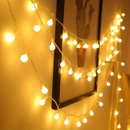 1pc, Sphere String Lights, Battery Operated Indoor Fairy Lights, Outdoor Indoor String Lights For Backyard, Patio, Garden, Party, Bedroom, Living Room, Classroom, Camping Decoration Warm White Globe Fairy Lights