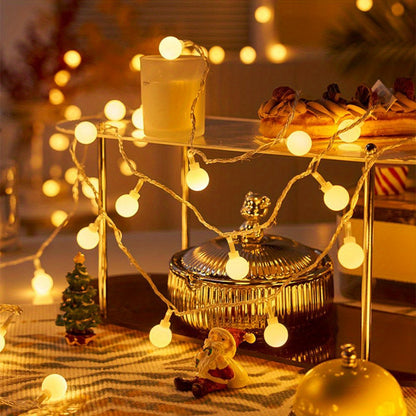 1pc, Sphere String Lights, Battery Operated Indoor Fairy Lights, Outdoor Indoor String Lights For Backyard, Patio, Garden, Party, Bedroom, Living Room, Classroom, Camping Decoration Warm White Globe Fairy Lights