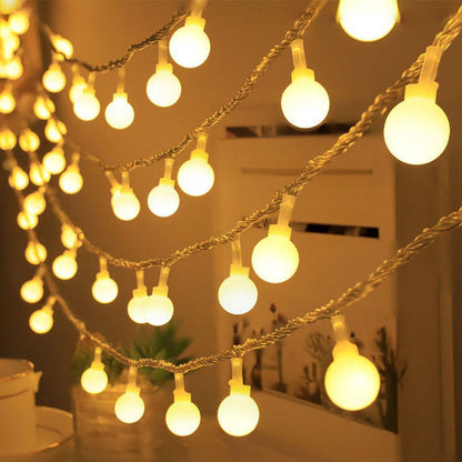 1pc, Sphere String Lights, Battery Operated Indoor Fairy Lights, Outdoor Indoor String Lights For Backyard, Patio, Garden, Party, Bedroom, Living Room, Classroom, Camping Decoration Warm White Globe Fairy Lights