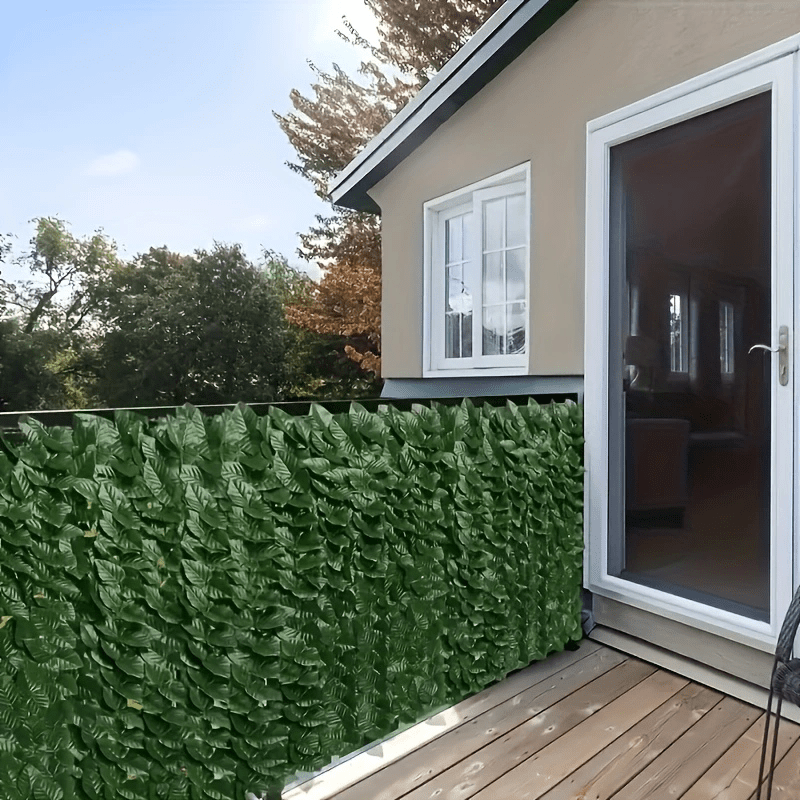 1pc UV-Resistant Artificial Hedge Fence Privacy Screen - Faux Green Leaves Panel For Outdoor Garden Decoration & Balcony Fencing