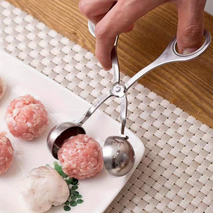 1pc Stainless Steel Meat Ballers With Anti-Slip Handles, None-Stick Meat Baller Tongs, Meatball Scoop, Ball Makers Mold, Cake Pops Meatball Maker, Ice Tongs, Dough Scoops For Kitchen Tools, Kitchen Supplies