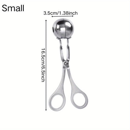 1pc Stainless Steel Meat Ballers With Anti-Slip Handles, None-Stick Meat Baller Tongs, Meatball Scoop, Ball Makers Mold, Cake Pops Meatball Maker, Ice Tongs, Dough Scoops For Kitchen Tools, Kitchen Supplies
