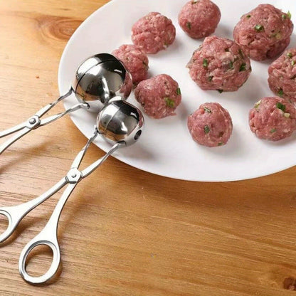 1pc Stainless Steel Meat Ballers With Anti-Slip Handles, None-Stick Meat Baller Tongs, Meatball Scoop, Ball Makers Mold, Cake Pops Meatball Maker, Ice Tongs, Dough Scoops For Kitchen Tools, Kitchen Supplies