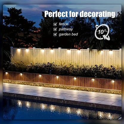 7pcs Solar Deck Lights by HOTU - Warm White LED for Outdoor Stairs, Fence, Garden, Balcony, Yard, Patio & Pathway Decor -, Commercial Emergency Luminaires, Battery-Powered, Plastic Shade, Solar Lights for Outside