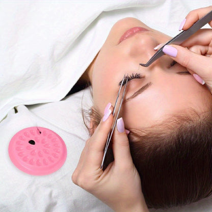 Conjunto de 50 aplicadores de cola para pestanas postiças em forma de flor rosa - Almofadas multicoloridas para aplicação de pestanas, sem necessidade de energia, ideais para extensões de pestanas e ferramentas de maquilhagem.