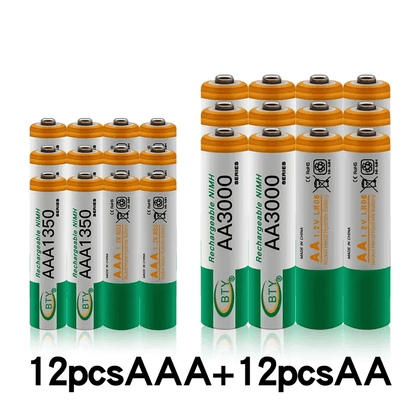 4-20 unidades de pilhas recarregáveis ​​AA+AAA de 1,2V (AA3000mAh + AAA1350mAh) de níquel-hidrogénio, adequadas para câmaras fotográficas, brinquedos, automóveis, computadores, relógios, rádios, videojogos e câmaras digitais.