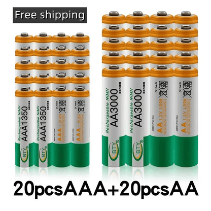 4-20 unidades de pilhas recarregáveis ​​AA+AAA de 1,2V (AA3000mAh + AAA1350mAh) de níquel-hidrogénio, adequadas para câmaras fotográficas, brinquedos, automóveis, computadores, relógios, rádios, videojogos e câmaras digitais.