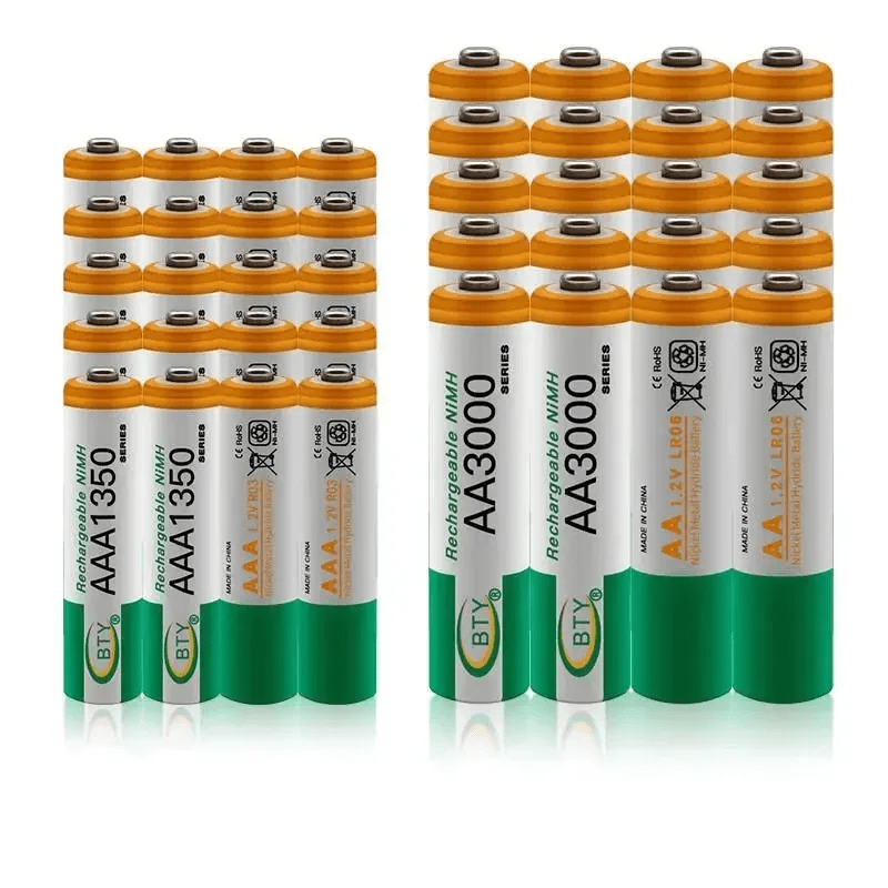 4-20 unidades de pilhas recarregáveis ​​AA+AAA de 1,2V (AA3000mAh + AAA1350mAh) de níquel-hidrogénio, adequadas para câmaras fotográficas, brinquedos, automóveis, computadores, relógios, rádios, videojogos e câmaras digitais.