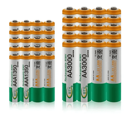 4-20 unidades de pilhas recarregáveis ​​AA+AAA de 1,2V (AA3000mAh + AAA1350mAh) de níquel-hidrogénio, adequadas para câmaras fotográficas, brinquedos, automóveis, computadores, relógios, rádios, videojogos e câmaras digitais.