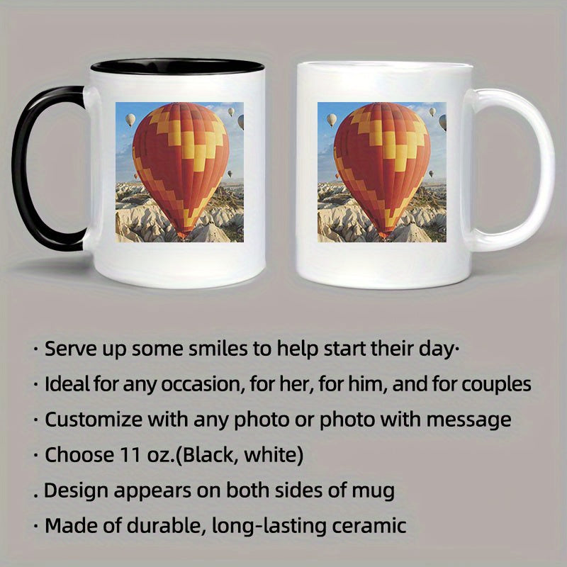 1pc Custom Photo Coffee Mug, 11oz Personalized Mug Picture, Text, Name - Gifts For Boyfriend, Girlfriend, Best Friend, Christmas Gifts, Taza Personalizadas