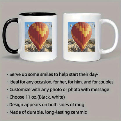 1pc Custom Photo Coffee Mug, 11oz Personalized Mug Picture, Text, Name - Gifts For Boyfriend, Girlfriend, Best Friend, Christmas Gifts, Taza Personalizadas