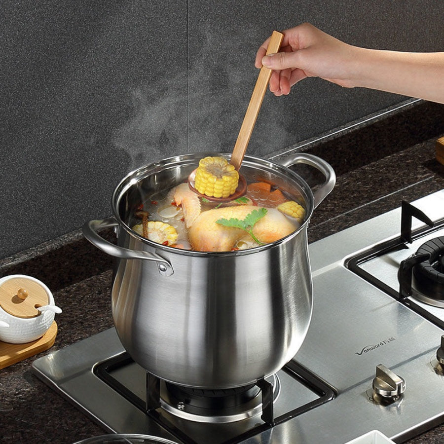 Stainless Steel Household Thickened Large Capacity Soup Pot For Boiling Soup, Cooking Porridge, Steaming And Stewing, Suitable For Induction Cooker And Gas Stove