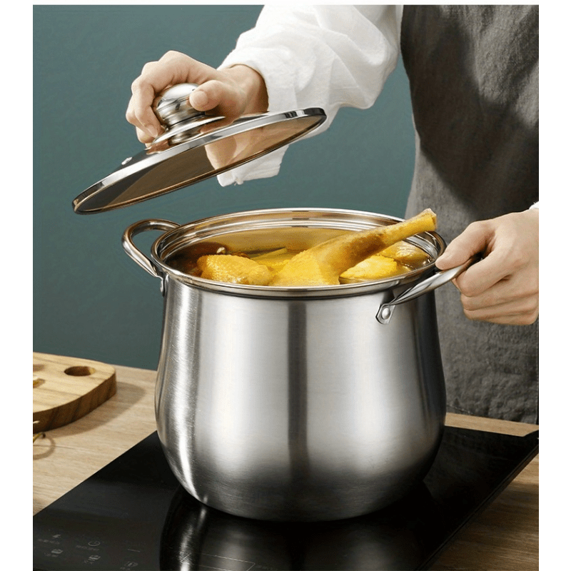 Versatile Large Stainless Steel Stock Pot - Perfect for Soups, Stews & More - Durable, Easy-Clean Kitchen Essential