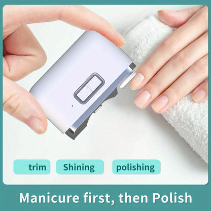 Electric Automatic Nail Clipper and Polisher for Adults - USB Rechargeable, 2-in-1 Fingernail Trimmer with Illuminated Manicure Tool, Lithium Battery, Precise Control, Ideal for Home and Salon Use, Nail Care Device | Minimali