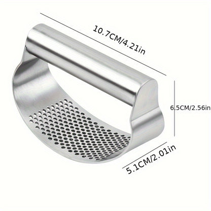 Heavy-Duty Manual Garlic Press & Crusher - 304 Stainless Steel Garlic Grinder with Lever, Adjustable Thickness, Easy-Clean Mincer for Kitchen & Restaurant Use - Garlic Peeler, Crusher (No /Squeeze)