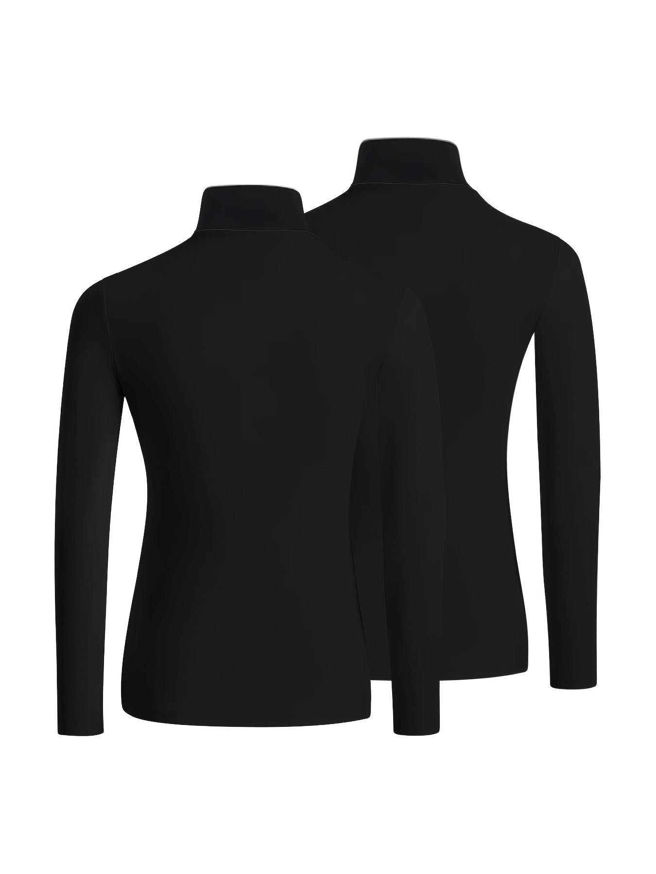 Solid Color Slim Fit Long Sleeve High Neck Pullover T-Shirt Two-Piece Set