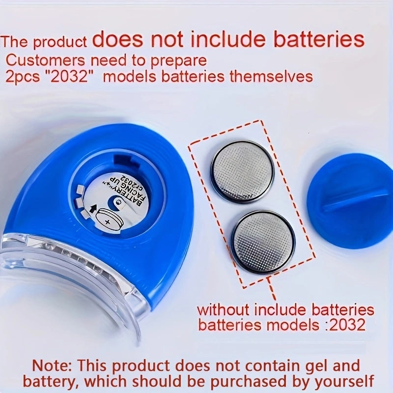 Led Teeth Whitening Lamp - Battery-Powered, Gel Compatible (Batteries Not Included)