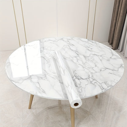 Película adesiva de mármore cinzento, 5m x 60cm, para tampos de mesa, com padrão de riscas e formas aleatórias, fácil de instalar em bancadas de cozinha e móveis.