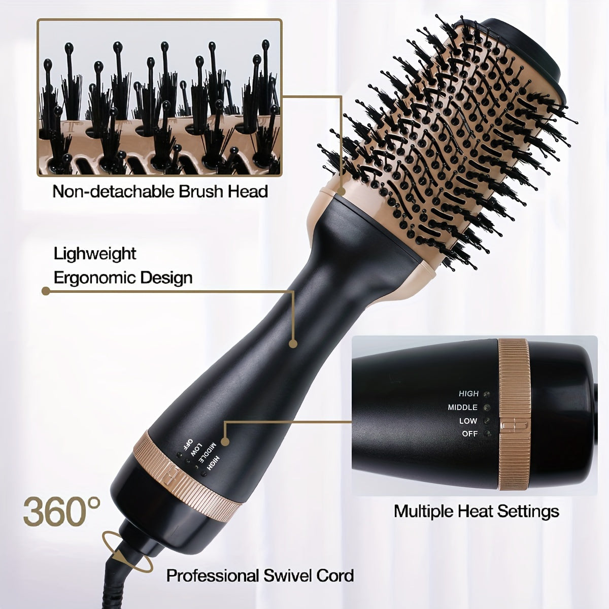 1pc 2-in-1 multi-functional hot air brush and negative ion straightening comb make your hair style fast - a gift for women and a holiday gift