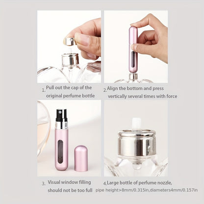 1pc Portable Refillable Mini Perfume Spray Bottle - Leakproof, Bottom Pump Fill, Pocket-Sized Fragrance Dispenser, No Electricity Needed, Freestanding Plastic Material