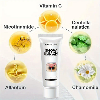 Snow Bleach Cream 50G - Vitamin C, Nicotinamide & Centella, Hyaluronic Acid Infused, Fragrance-Free, Moisturizing Lotion For All Skin Types, Salicylic Acid Enriched, Lactic Acid Balanced, Ideal For Dry Skin, Underarm, Butt, T