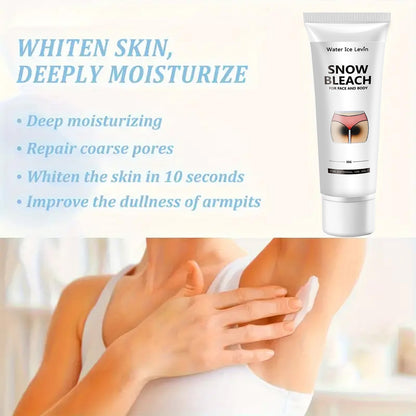 Snow Bleach Cream 50G - Vitamin C, Nicotinamide & Centella, Hyaluronic Acid Infused, Fragrance-Free, Moisturizing Lotion For All Skin Types, Salicylic Acid Enriched, Lactic Acid Balanced, Ideal For Dry Skin, Underarm, Butt, T