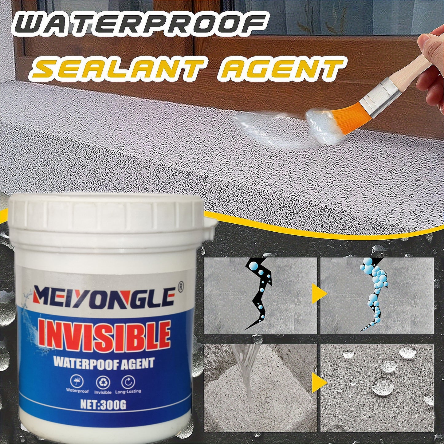 SuperStrong Waterproof Adhesive - Quick-Dry Leak Repair for Wall Tiles, Toilet Safe, Odorless Brick Protector, Ultimate Crack Filler - Durable, Water-Resistant Solution for External Walls, 300g/10.6oz, Christmas and Halloween
