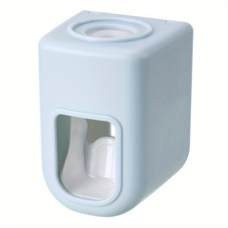 1pc Automatic Toothpaste Dispenser - Wall Mount Toothbrush Holder with Squeezer - No Electricity Required - Plastic Bathroom Accessory for Simplified Toothpaste Dispensing