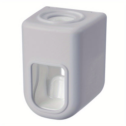 1pc Automatic Toothpaste Dispenser - Wall Mount Toothbrush Holder with Squeezer - No Electricity Required - Plastic Bathroom Accessory for Simplified Toothpaste Dispensing