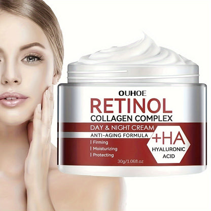 Creme facial com complexo de retinol e colagénio, ácido hialurónico, vitaminas C e E - Gel hidratante para todos os tipos de pele, unissexo - Sem álcool, suaviza a pele seca, aumenta a elasticidade, refirma e hidrata - 1 frasco (3