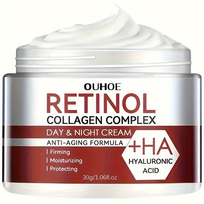 Creme facial com complexo de retinol e colagénio, ácido hialurónico, vitaminas C e E - Gel hidratante para todos os tipos de pele, unissexo - Sem álcool, suaviza a pele seca, aumenta a elasticidade, refirma e hidrata - 1 frasco (3