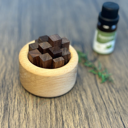 Passive, Walnut Wood Essential Oil Diffuser Set - Fireless, Battery-Free, Slow Release Fragrance for Relaxation & Home Decor