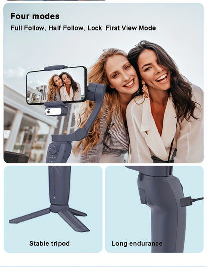 2024 New Magnetic AI Three-axis Anti-shake Video Stabilizer AI Tracking Module, Front Rear Tracking APP, Various Stimulating Gameplay Eighth-generation AI Face Tracking, Gesture Control Face Recognition Beauty Fill Light 3 Co