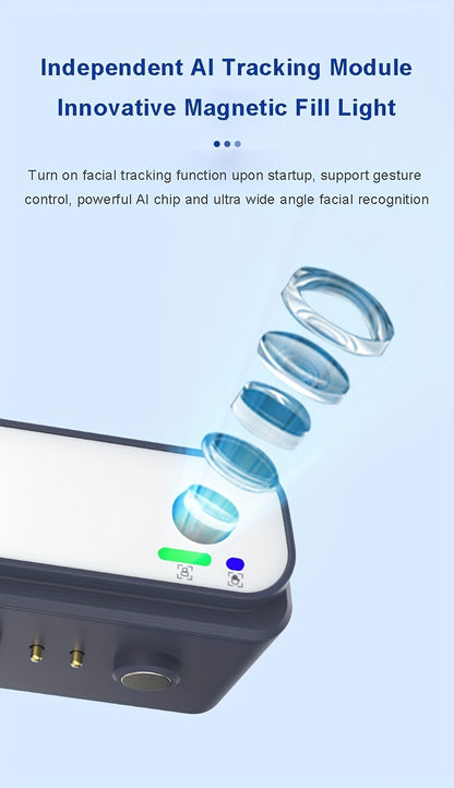 2024 New Magnetic AI Three-axis Anti-shake Video Stabilizer AI Tracking Module, Front Rear Tracking APP, Various Stimulating Gameplay Eighth-generation AI Face Tracking, Gesture Control Face Recognition Beauty Fill Light 3 Co