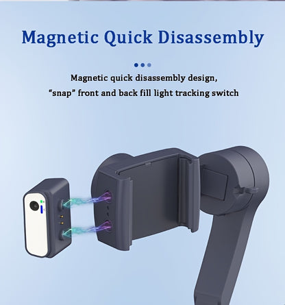 2024 New Magnetic AI Three-axis Anti-shake Video Stabilizer AI Tracking Module, Front Rear Tracking APP, Various Stimulating Gameplay Eighth-generation AI Face Tracking, Gesture Control Face Recognition Beauty Fill Light 3 Co