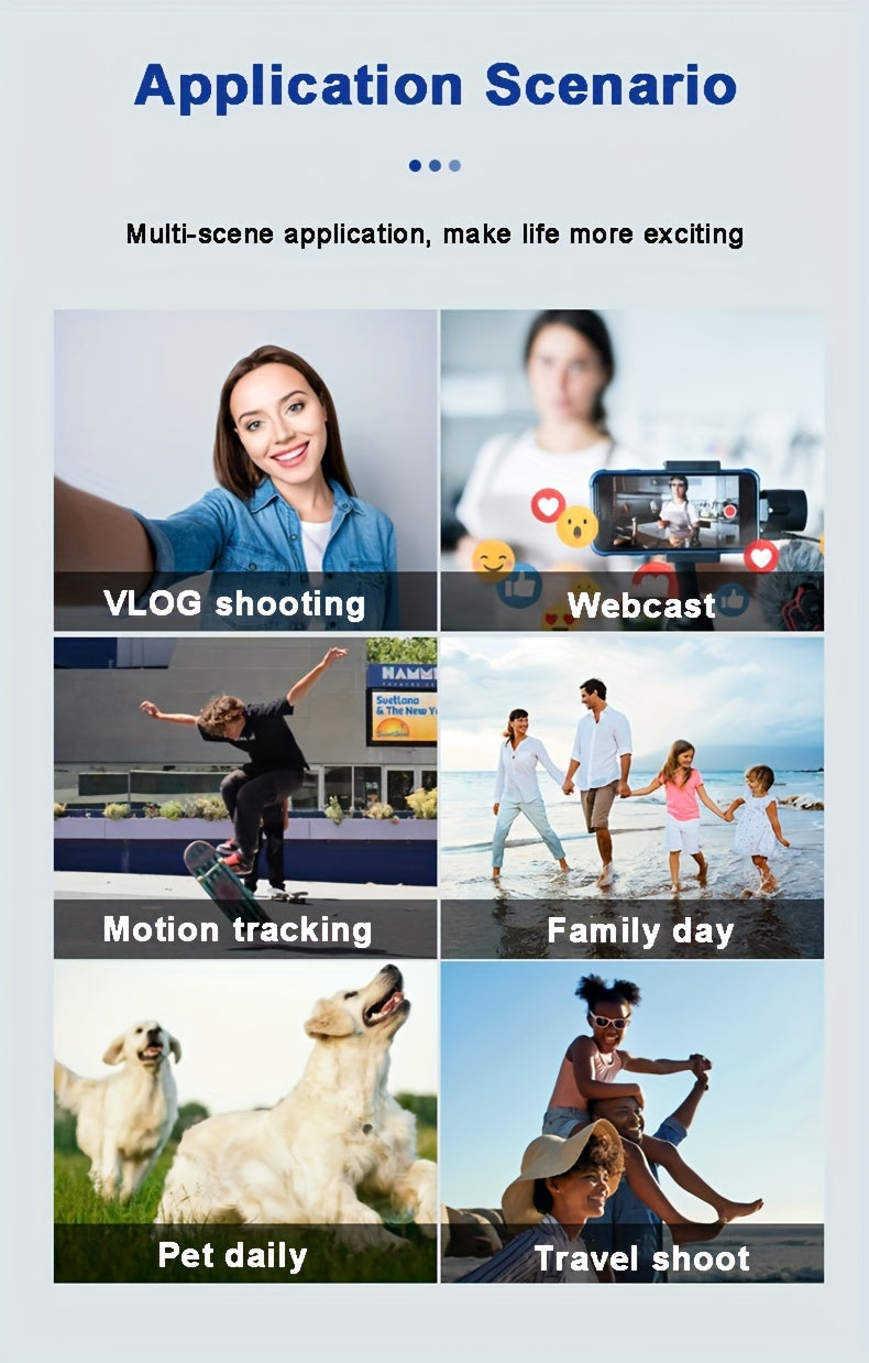 2024 New Magnetic AI Three-axis Anti-shake Video Stabilizer AI Tracking Module, Front Rear Tracking APP, Various Stimulating Gameplay Eighth-generation AI Face Tracking, Gesture Control Face Recognition Beauty Fill Light 3 Co