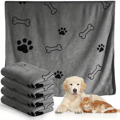 Superabsorbent Microfiber Dog Towel - Quick-Drying, Soft Pet Bath And Grooming Cloth for Medium to Large Breeds - Grey