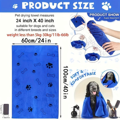 Superabsorbent Microfiber Dog Towel - Quick-Drying, Soft Pet Bath And Grooming Cloth for Medium to Large Breeds - Grey