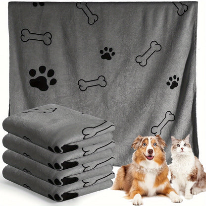 Superabsorbent Microfiber Dog Towel - Quick-Drying, Soft Pet Bath And Grooming Cloth for Medium to Large Breeds - Grey