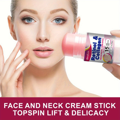 Stick Refirmante para o Pescoço com Retinol e Colagénio: Hidratante Facial com Complexo de Retinol e Colagénio 5% - Redutor de Papada - Creme de Dia e Noite - Creme Facial Refirmante e Hidratante, 40g/1,41oz