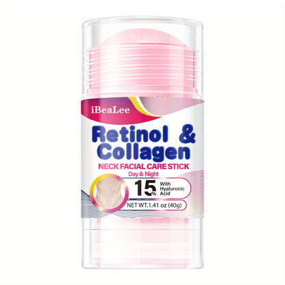 Stick Refirmante para o Pescoço com Retinol e Colagénio: Hidratante Facial com Complexo de Retinol e Colagénio 5% - Redutor de Papada - Creme de Dia e Noite - Creme Facial Refirmante e Hidratante, 40g/1,41oz