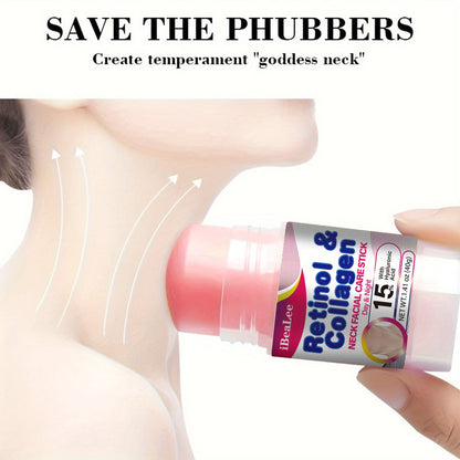 Stick Refirmante para o Pescoço com Retinol e Colagénio: Hidratante Facial com Complexo de Retinol e Colagénio 5% - Redutor de Papada - Creme de Dia e Noite - Creme Facial Refirmante e Hidratante, 40g/1,41oz
