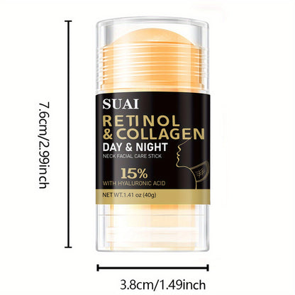 40g Retinol & Collagen Neck And Face Care Stick - Hydrating, Firming, Moisture-Locking, Easy Absorb, Hyaluronic Acid & Almond Oil Infused for All Light Beige Types, Hypoallergenic, Replenishes Light Beige