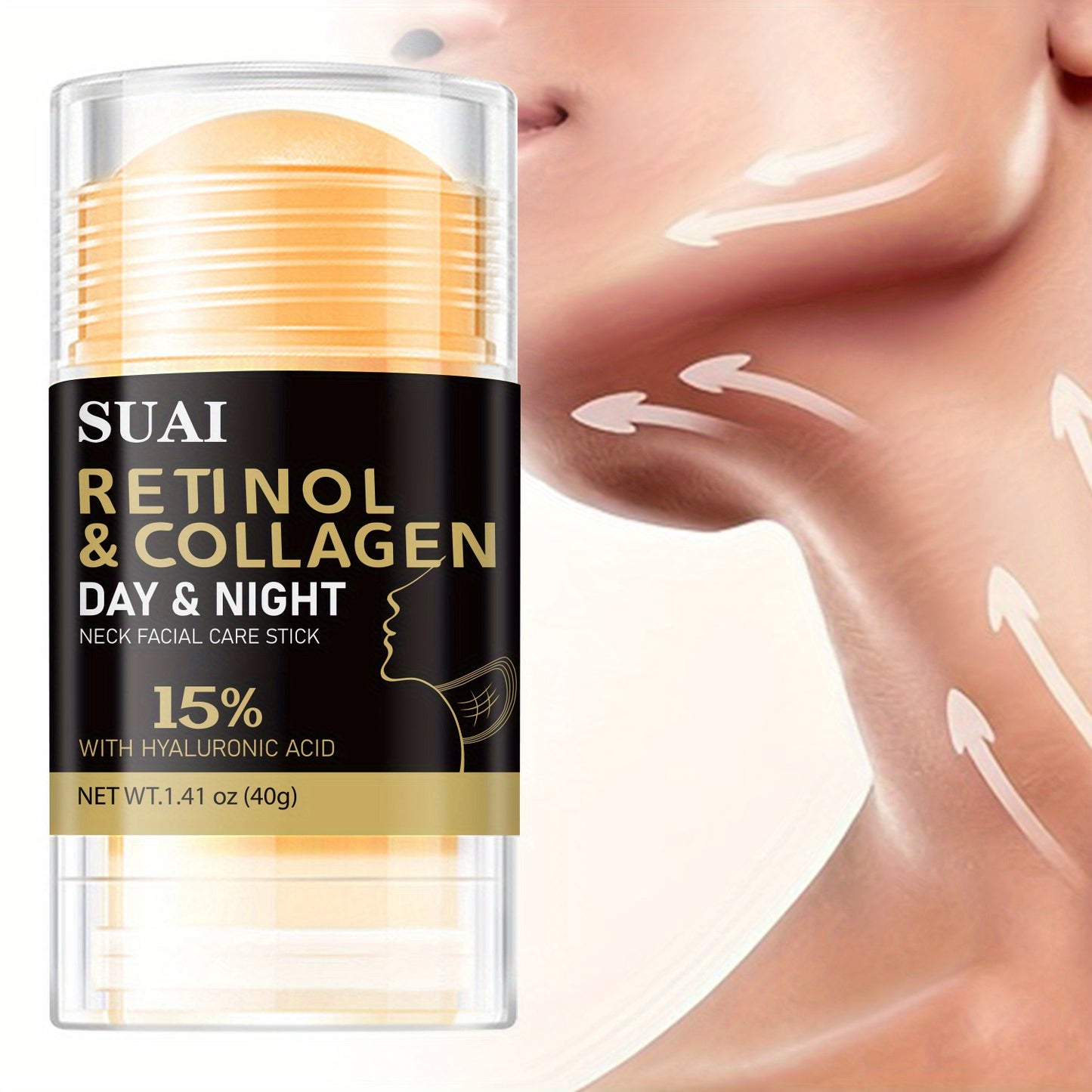 40g Retinol & Collagen Neck And Face Care Stick - Hydrating, Firming, Moisture-Locking, Easy Absorb, Hyaluronic Acid & Almond Oil Infused for All Light Beige Types, Hypoallergenic, Replenishes Light Beige