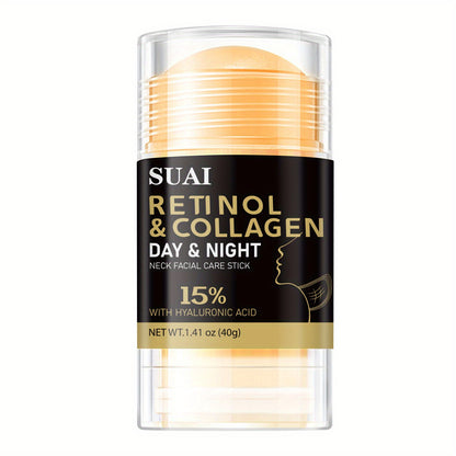40g Retinol & Collagen Neck And Face Care Stick - Hydrating, Firming, Moisture-Locking, Easy Absorb, Hyaluronic Acid & Almond Oil Infused for All Light Beige Types, Hypoallergenic, Replenishes Light Beige