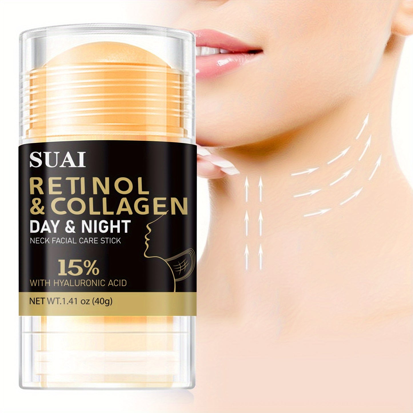 40g Retinol & Collagen Neck And Face Care Stick - Hydrating, Firming, Moisture-Locking, Easy Absorb, Hyaluronic Acid & Almond Oil Infused for All Light Beige Types, Hypoallergenic, Replenishes Light Beige