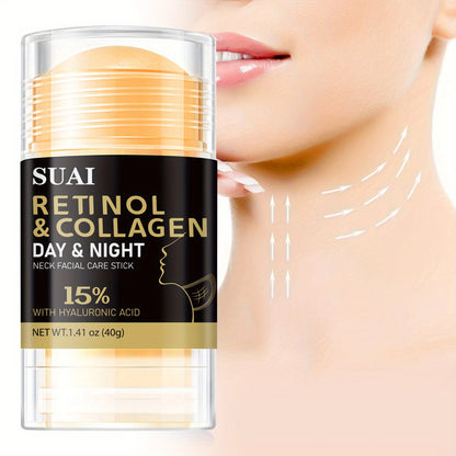 40g Retinol & Collagen Neck And Face Care Stick - Hydrating, Firming, Moisture-Locking, Easy Absorb, Hyaluronic Acid & Almond Oil Infused for All Light Beige Types, Hypoallergenic, Replenishes Light Beige