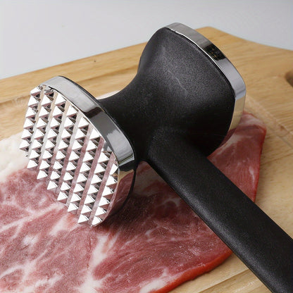 1pc Zinc Alloy Meat Mallet - Heavy Duty Kitchen Meat Tenderizer Hammer with Rubber Grip, Stainless Steel Head for Effortless Pounding and Tenderizing, Perfect for Home Cooks, Cooking Accessory | Modern Kitchen Tool | Durable