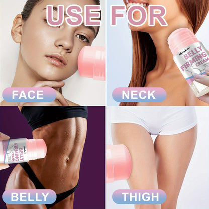 Creme reafirmante abdominal em stick, potente, com cafeína, manteiga de karité, óleo de jojoba e ácido hialurónico - Sem fragrância, para todos os tipos de pele - Eleva, refirma e hidrata para uma pele suave e firme.